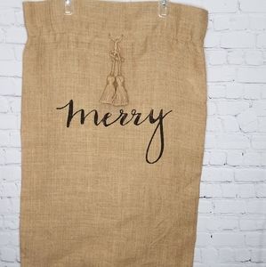 Ballard Jute Bag MERRY 22" x 21.5 " Drawstring